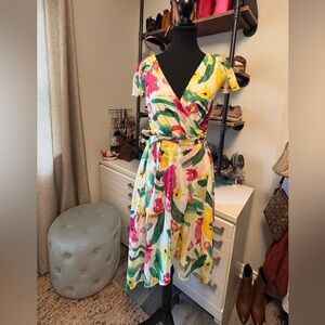 DKNY-Floral Wrap Dress - Multicolor